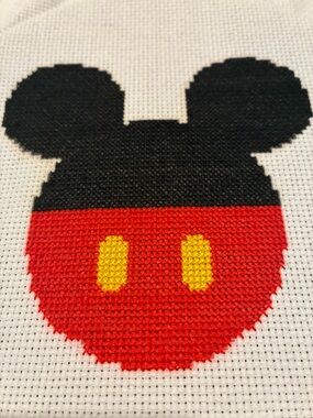 Mickey Mouse Cross-Stitch Completed Mickey Motif Handmade